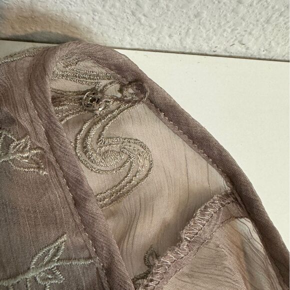 Sigrid Olsen Signature Beige Embroidered Sheer Top S - Picture 3 of 8